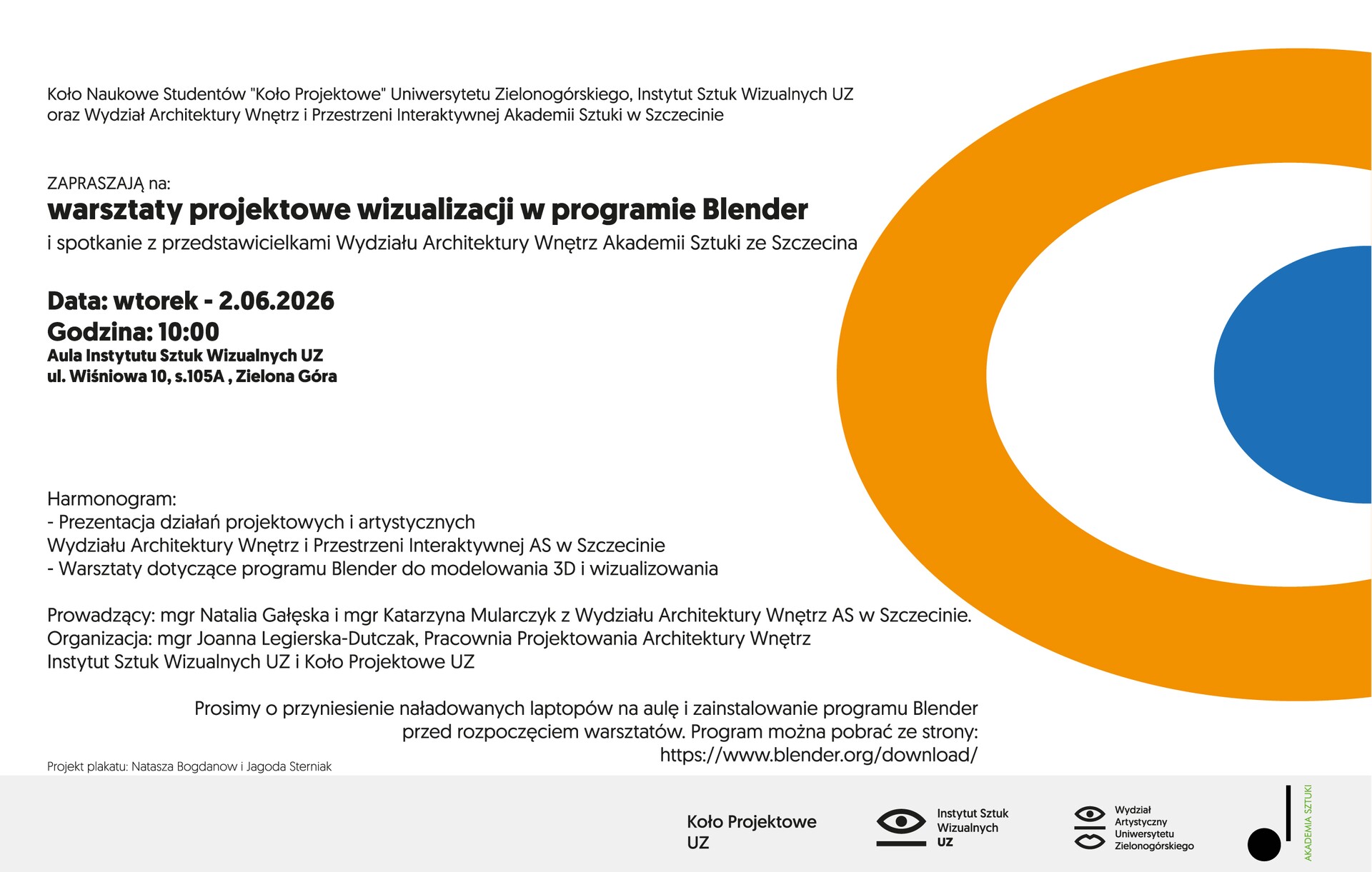 Zaproszenie na warsztaty projektowe i spotkanie z przedstawicielkami Wydziału Architektury Wnętrz Akademii Sztuki w Szczecienie
